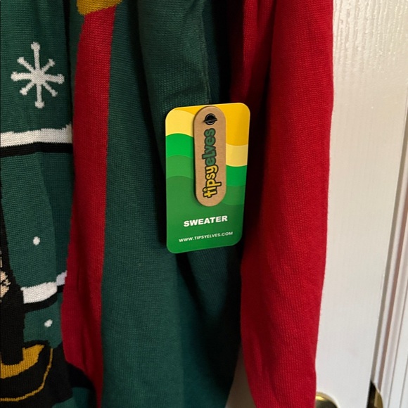 Tipsy Elves A Christmas Story Leg Lamp Red and Green Holiday Crewneck Sweater - Picture 3 of 9